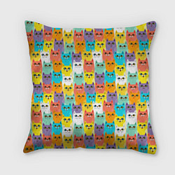 Подушка квадратная Разноцветные Мультяшные Котики, цвет: 3D-принт