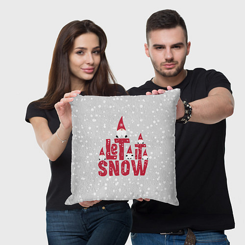 Подушка квадратная Let it snow - пусть идет снег / 3D-принт – фото 3