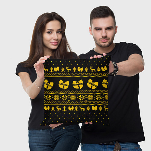 Подушка квадратная НОВОГОДНИЙ СВИТЕР WU TANG CLAN / 3D-принт – фото 3