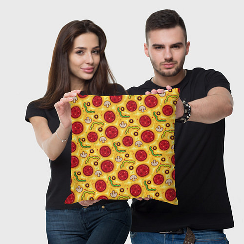 Подушка квадратная Pizza salami / 3D-принт – фото 3