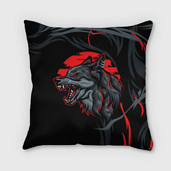 Подушка квадратная Дикий волк на закате, цвет: 3D-принт