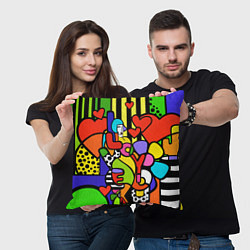 Подушка квадратная Romero Britto - love you, цвет: 3D-принт — фото 2