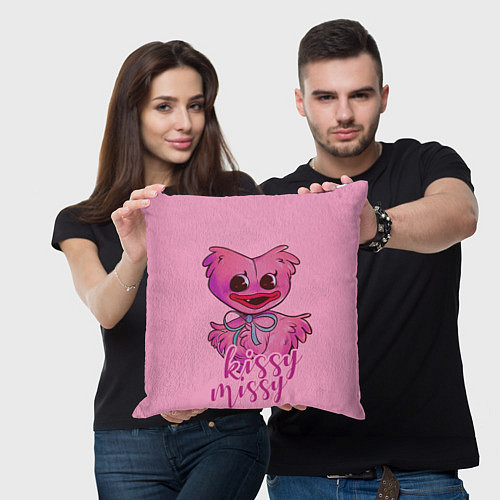 Подушка квадратная Pink Kissy Missy / 3D-принт – фото 3