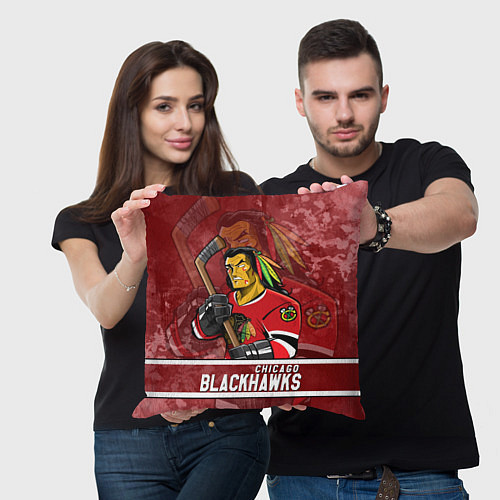 Подушка квадратная Chicago Blackhawks , Чикаго Блэкхокс / 3D-принт – фото 3