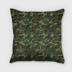 Подушка квадратная Камуфляж Нато Вудленд woodland, цвет: 3D-принт