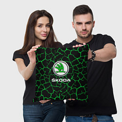 Подушка квадратная Skoda трещины, цвет: 3D-принт — фото 2