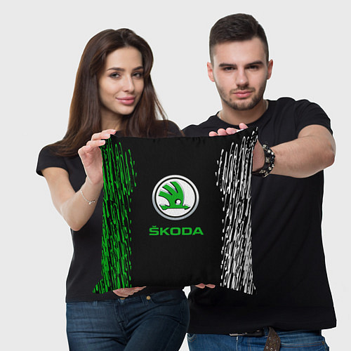 Подушка квадратная Skoda нарисованные линии / 3D-принт – фото 3