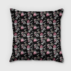 Подушка квадратная Абстрактный черно-розовый узор, цвет: 3D-принт