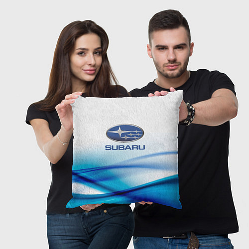 Подушка квадратная Subaru Спорт текстура / 3D-принт – фото 3