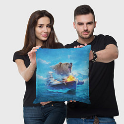 Подушка квадратная Медведь ВМФ, цвет: 3D-принт — фото 2