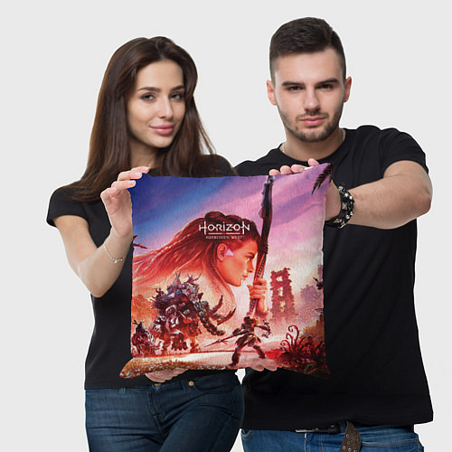 Подушка квадратная Horizon Forbidden West game poster / 3D-принт – фото 3