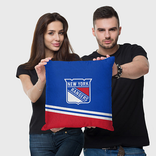 Подушка квадратная New York Rangers Нью Йорк Рейнджерс / 3D-принт – фото 3