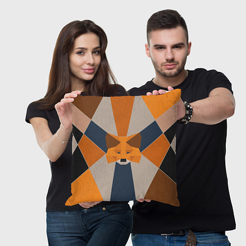 Подушка квадратная Metamask Крипто лиса / 3D-принт – фото 3