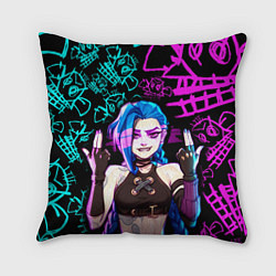 Подушка квадратная JINX ДЖИНКС NEON PATTERN, цвет: 3D-принт