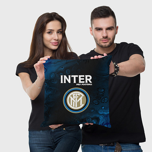 Подушка квадратная INTER Pro Football Разводы / 3D-принт – фото 3