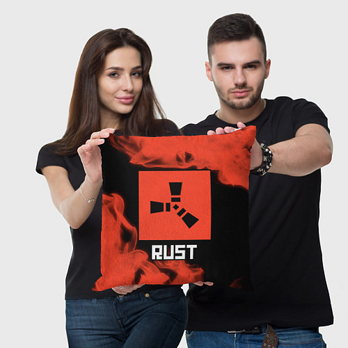 Подушка квадратная RUST - Красное Пламя / 3D-принт – фото 3