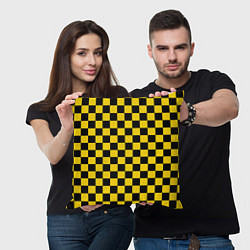 Подушка квадратная Такси Шахматные Клетки, цвет: 3D-принт — фото 2