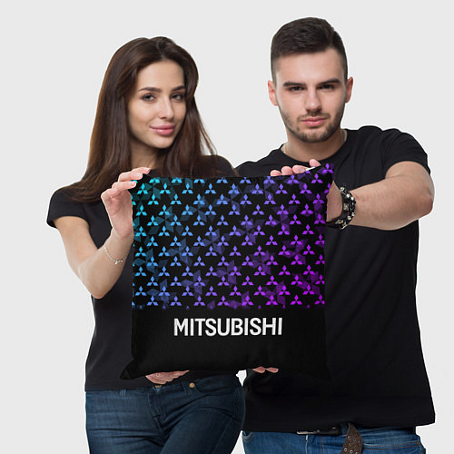 Подушка квадратная MITSUBISHI NEON PATTERN / 3D-принт – фото 3