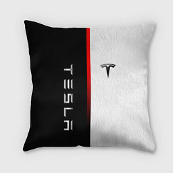 Подушка квадратная ТЕСЛА -TESLA КРАСНАЯ ЛИНИЯ МИНИМАЛИЗМ, цвет: 3D-принт