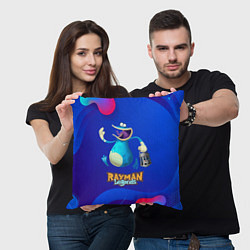 Подушка квадратная Синий globox Rayman, цвет: 3D-принт — фото 2