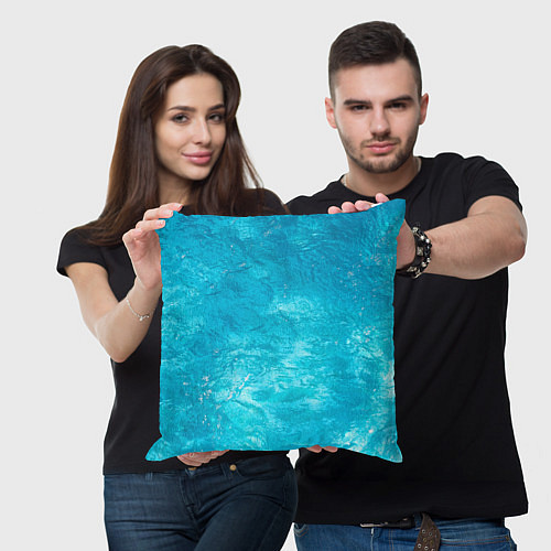 Подушка квадратная Голубой океан Голубая вода / 3D-принт – фото 3