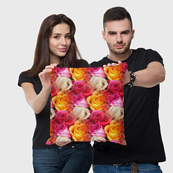 Подушка квадратная Красные, желтые и белые розы, цвет: 3D-принт — фото 2