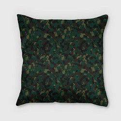 Подушка квадратная Тёмно-Зелёный Сеточный Камуфляж, цвет: 3D-принт