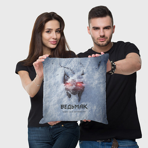 Подушка квадратная Волк на снегу Ведьмак 4 / 3D-принт – фото 3