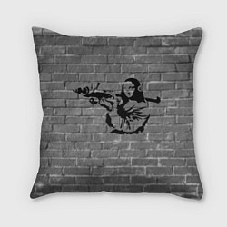 Подушка квадратная Мона Лиза Бэнкси Banksy, цвет: 3D-принт