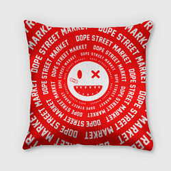 Подушка квадратная Счастливый Смайлик Red Dope Street Market, цвет: 3D-принт
