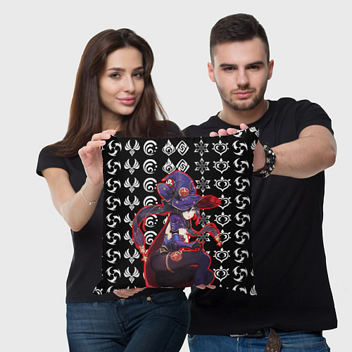 Подушка квадратная Мона и стихии Геншин Импакт / 3D-принт – фото 3