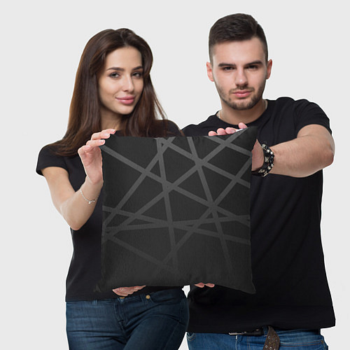 Подушка квадратная ГЕОМЕТРИЧЕСКИЙ ПАТТЕРН ЧЕРНЫЙ / 3D-принт – фото 3