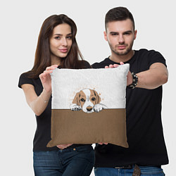 Подушка квадратная Грустный Щенок Бигля, цвет: 3D-принт — фото 2