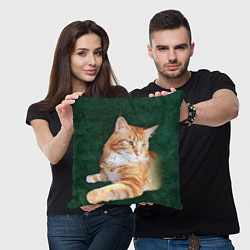 Подушка квадратная Мейн кун рыжий кот, цвет: 3D-принт — фото 2