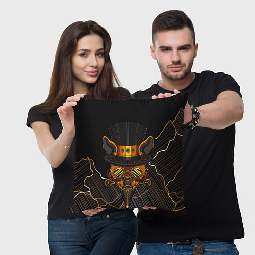 Подушка квадратная Стимпанк Шапочник / 3D-принт – фото 3