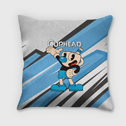 Подушка квадратная Cuphead синяя чашечка, цвет: 3D-принт