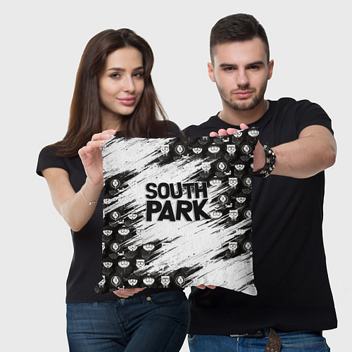 Подушка квадратная Южный парк - персонажи и логотип South Park / 3D-принт – фото 3