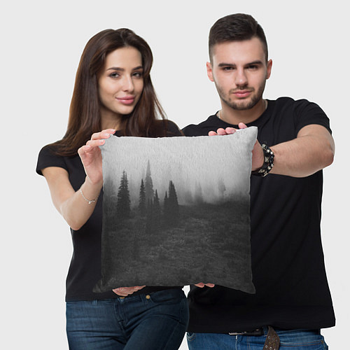 Подушка квадратная Туманный лес - туман / 3D-принт – фото 3