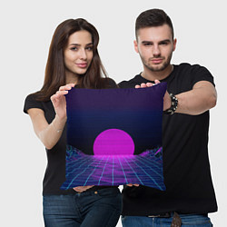 Подушка квадратная Закат розового солнца Vaporwave Психоделика, цвет: 3D-принт — фото 2