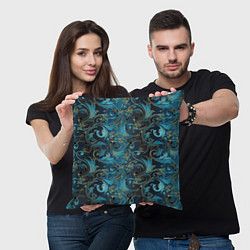 Подушка квадратная Blue Abstract Узоры, цвет: 3D-принт — фото 2