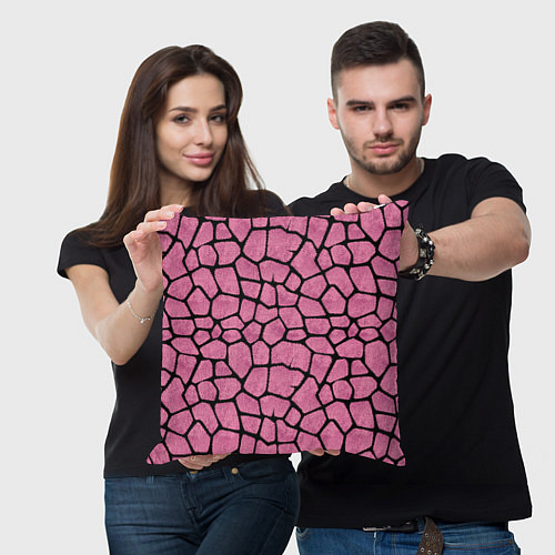 Подушка квадратная Шерсть розового жирафа / 3D-принт – фото 3