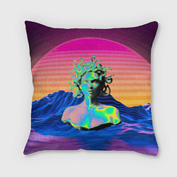 Подушка квадратная Gorgon Medusa Vaporwave Neon Mountains, цвет: 3D-принт