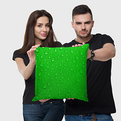 Подушка квадратная Зеленый фон с росой, цвет: 3D-принт — фото 2