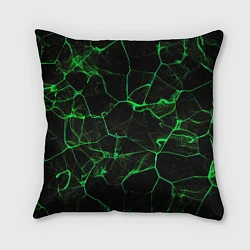 Подушка квадратная Абстракция - Черно-зеленый фон - дым, цвет: 3D-принт