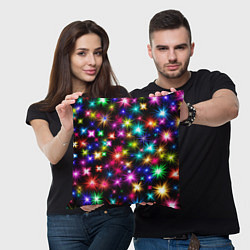 Подушка квадратная ЦВЕТНЫЕ ЗВЕЗДЫ COLORED STARS, цвет: 3D-принт — фото 2