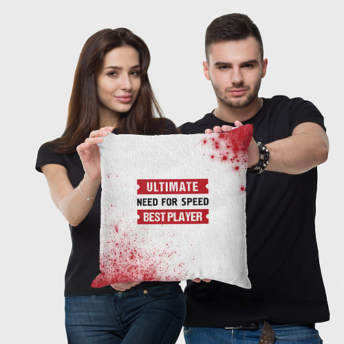 Подушка квадратная Need for Speed таблички Ultimate и Best Player / 3D-принт – фото 3