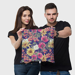 Подушка квадратная Цветы Розовые Пионы, цвет: 3D-принт — фото 2