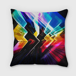 Подушка квадратная Неоновая молния Абстракция Neon Lightning Abstract, цвет: 3D-принт