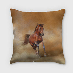 Подушка квадратная BAY HORSE гнедой конь, цвет: 3D-принт