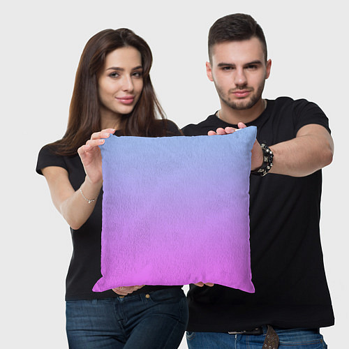 Подушка квадратная Голубо-розовый градиент / 3D-принт – фото 3